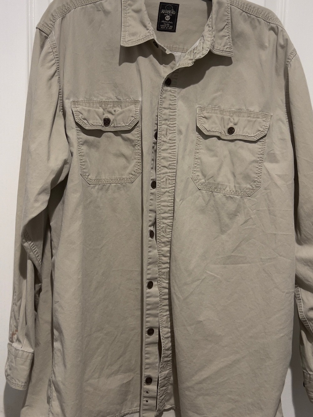 RedHead Men's Light Beige Button-Front Utility Shirt Jacket, XL